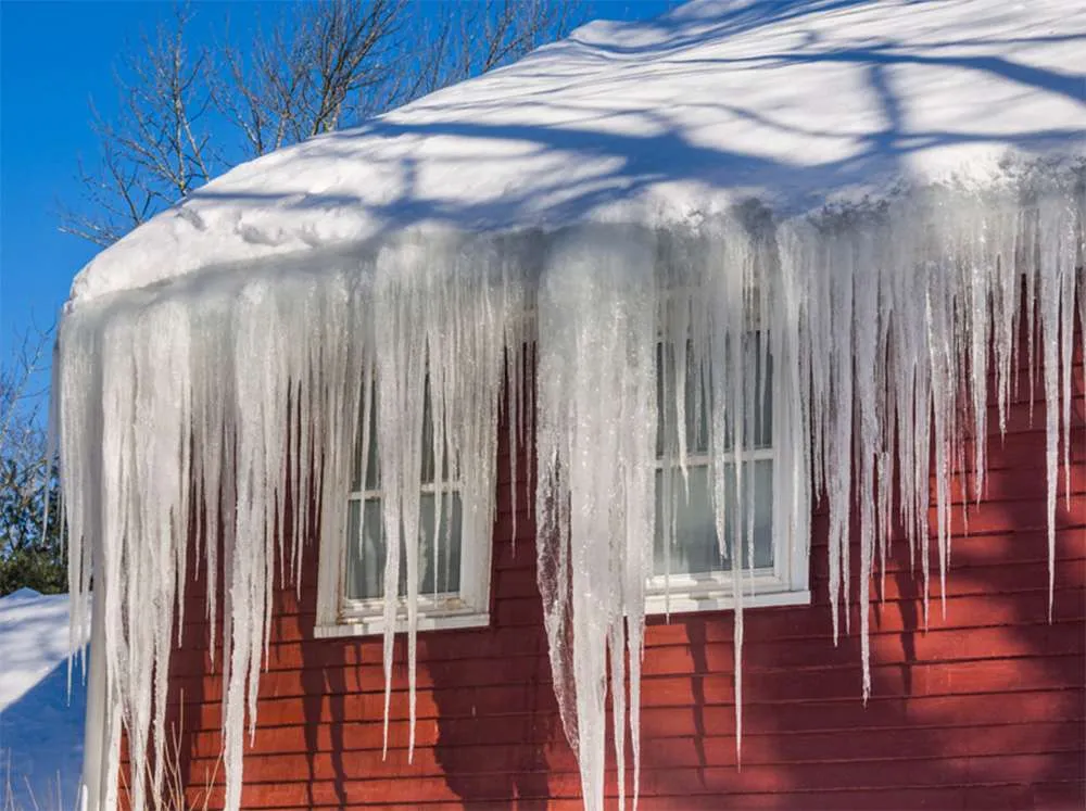 Ice forming on gutters